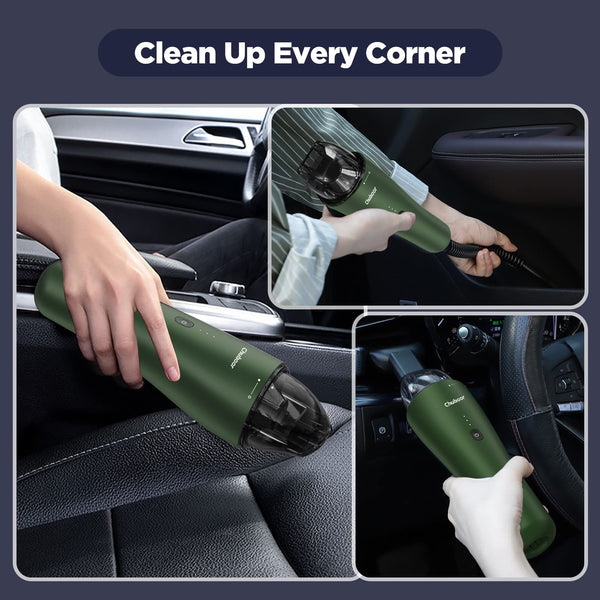 Chuboor Portable Cordless Handheld Vacuum Cleaner, 6000Pa Suction Power, Ultra-Light Weight 1.4lbs, USB Charge, Mini Vacuum for Car and Home （Green）